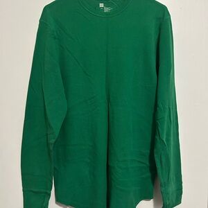 Solid Green Long Sleeve Thermal Top